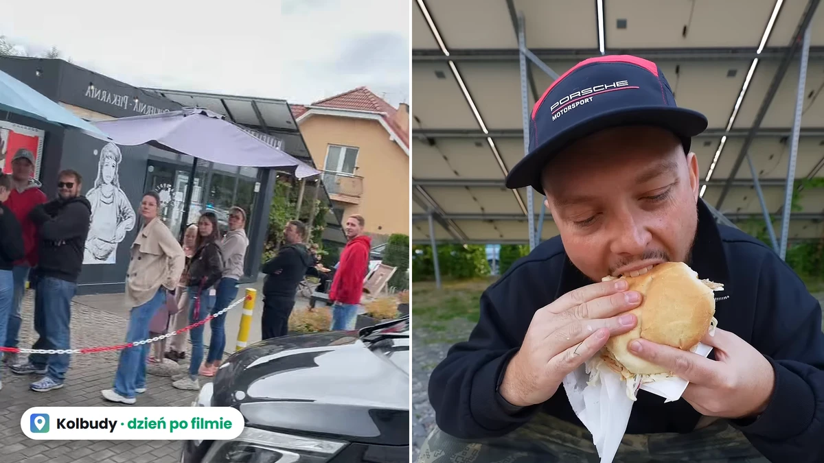 Dzień po filmie Książula: w Kolbudach policja kieruje ruchem, kolejka stoi za taśmą
