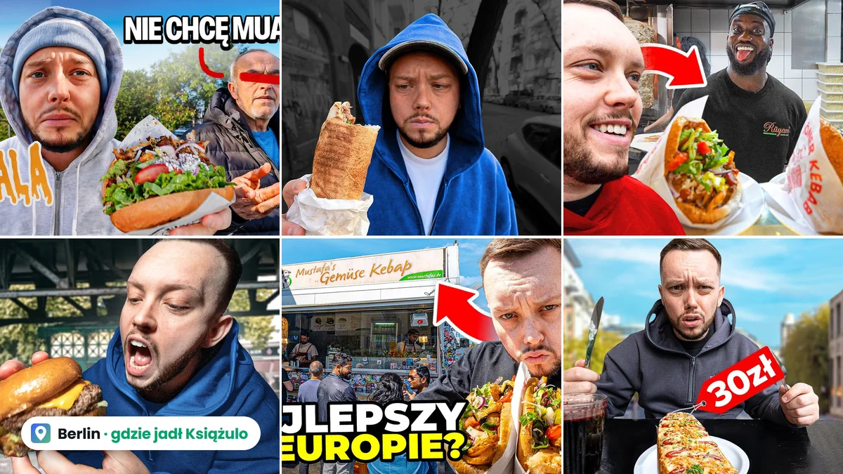 Gdzie jadł Książulo w Berlinie: kolaż miniatur jego filmów z berlińskich kebabów