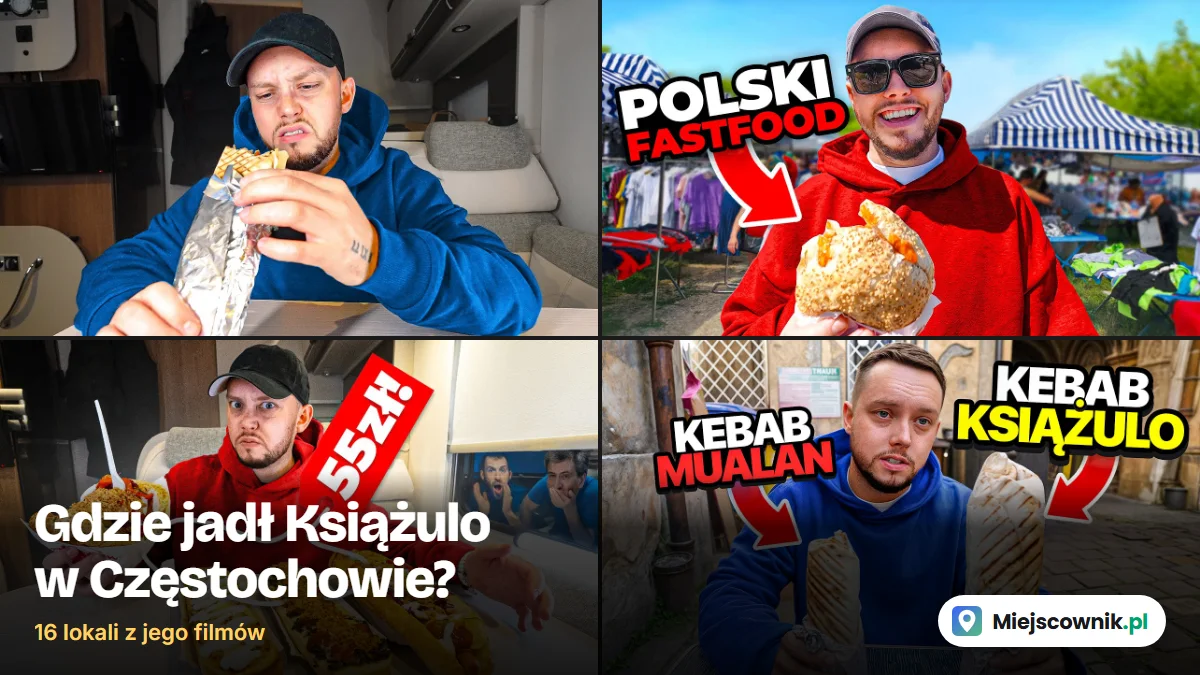 Gdzie jadł Książulo w Częstochowie: kolaż miniatur jego filmów