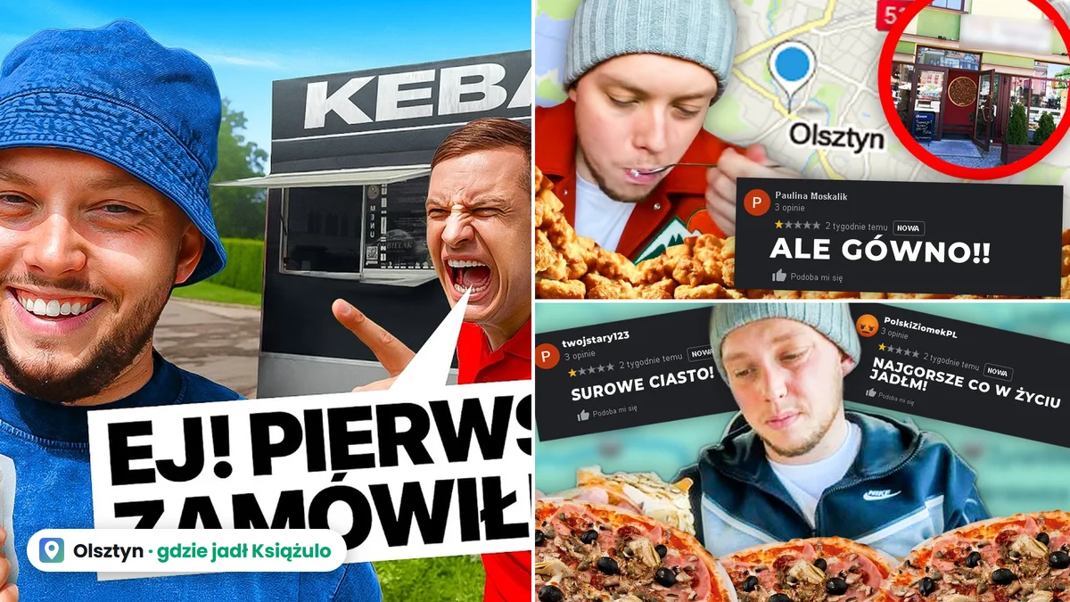 Gdzie jadł Książulo w Olsztynie: kolaż miniatur jego filmów