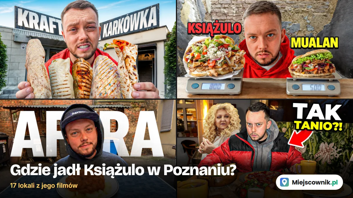 Gdzie jadł Książulo w Poznaniu: kolaż miniatur jego filmów