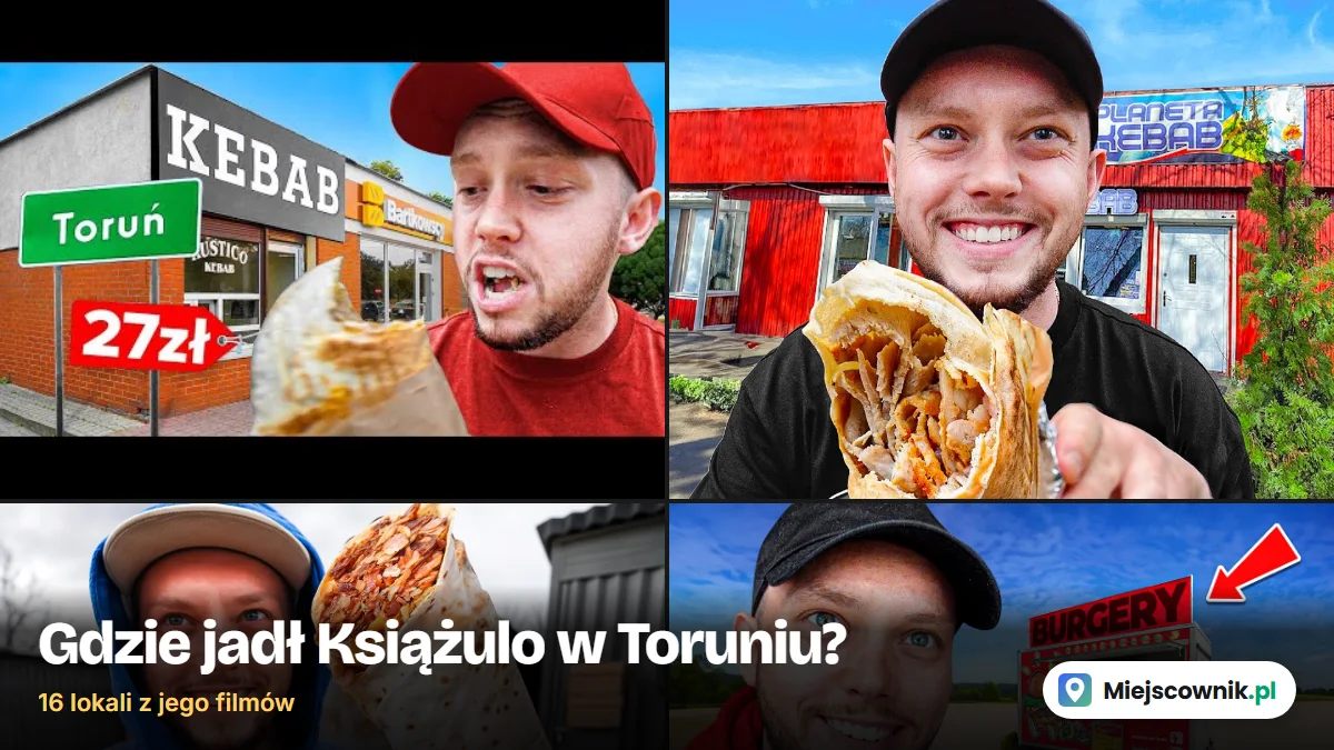 Gdzie jadł Książulo w Toruniu: kolaż miniatur jego filmów