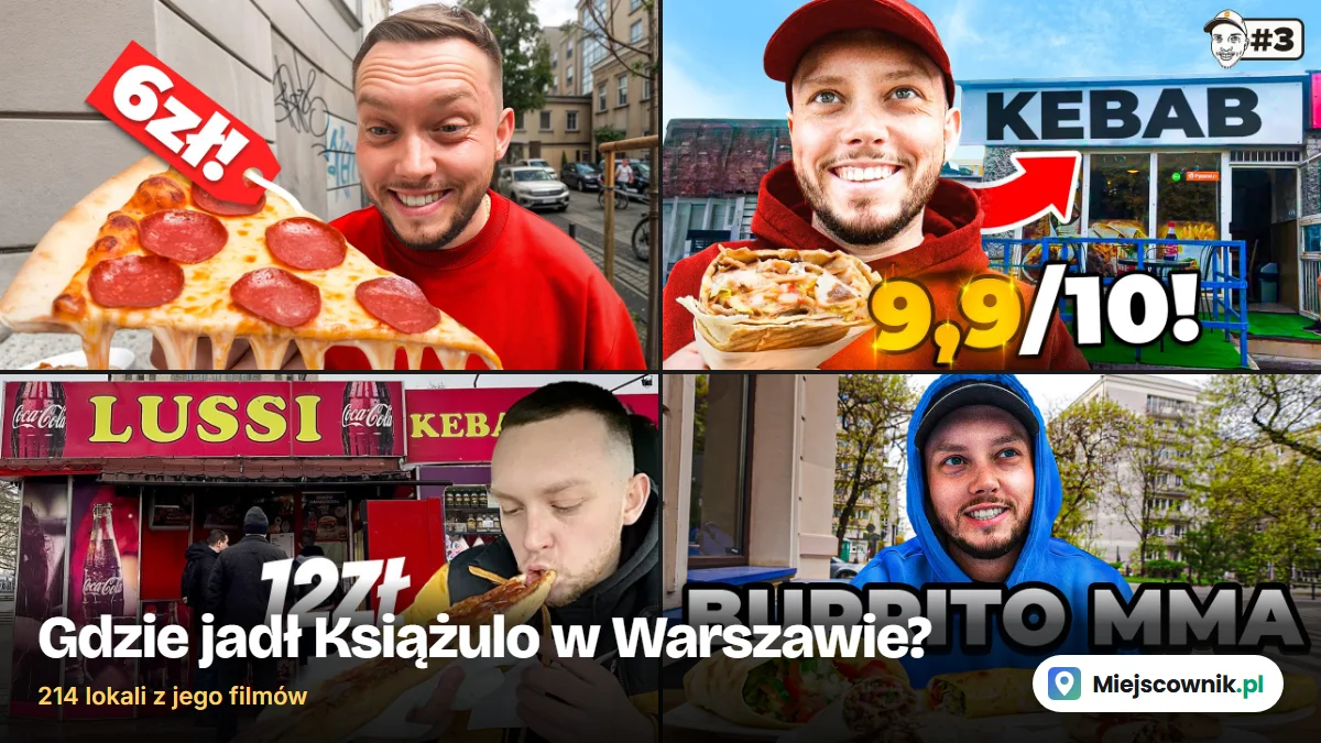 Gdzie jadł Książulo w Warszawie: kolaż miniatur jego filmów