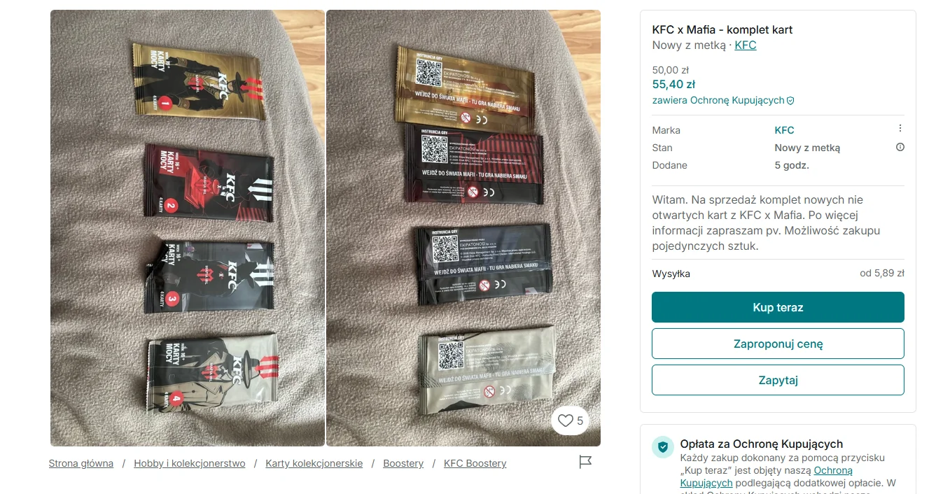 Oferty kart Mafia IRL od Friza na Vinted — ceny zafoliowanych paczek