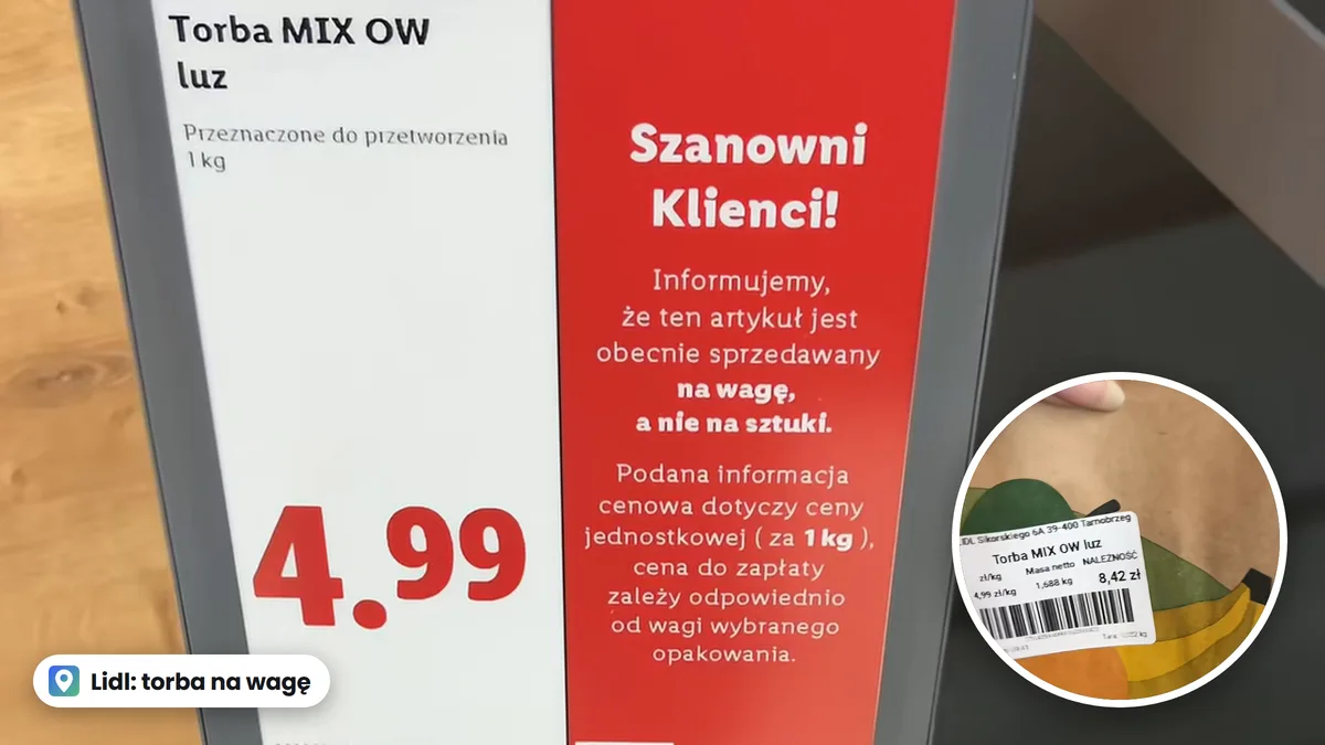Lidl: torba Kupuję, nie marnuję na wagę zamiast po 8 zł