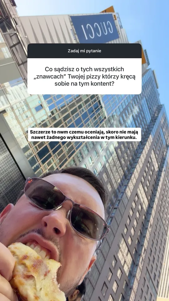 Relacja Książula na Instagramie: pytanie o znawców jego pizzy i odpowiedź o braku wykształcenia